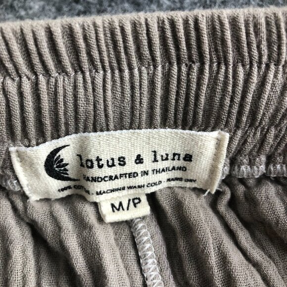 Lotus and Luna Pants Womens Medium Petite Beige Tan Gauze Comfort Lounge - Picture 5 of 12